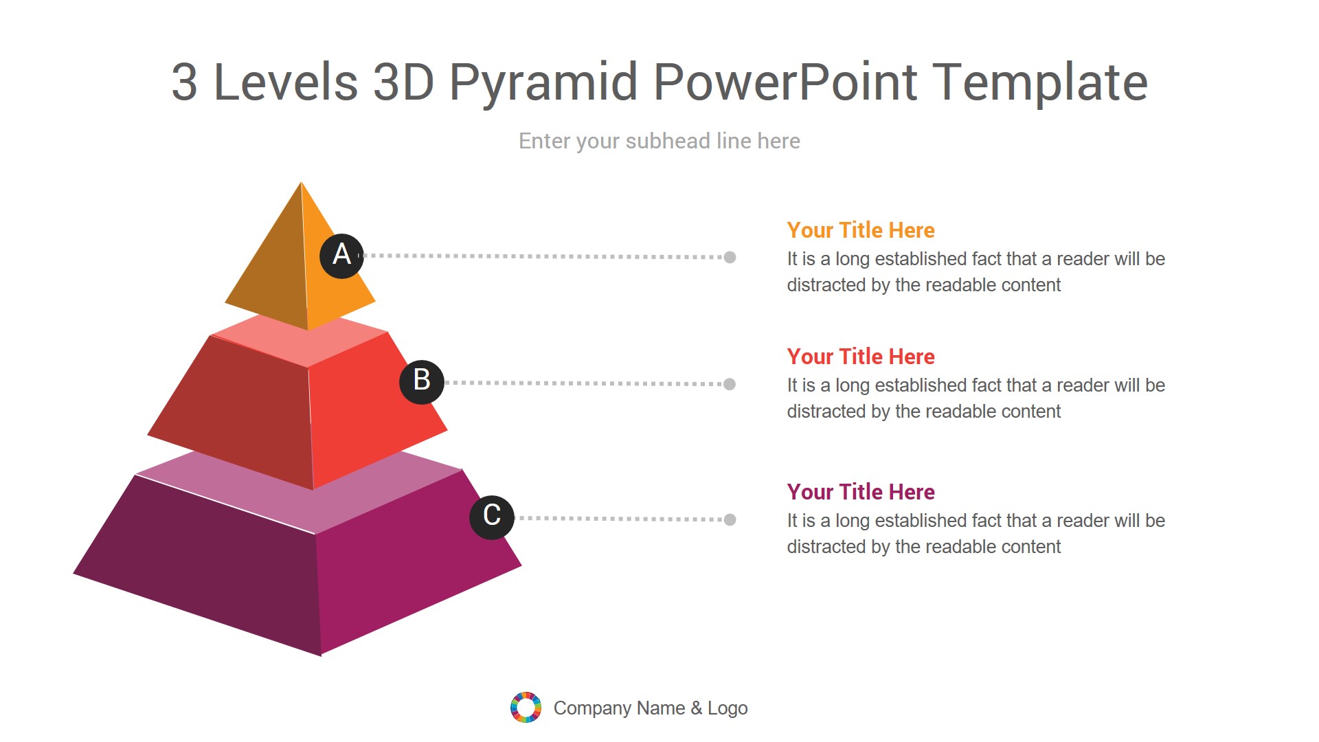 3 levels 3d pyramid powerpoint template