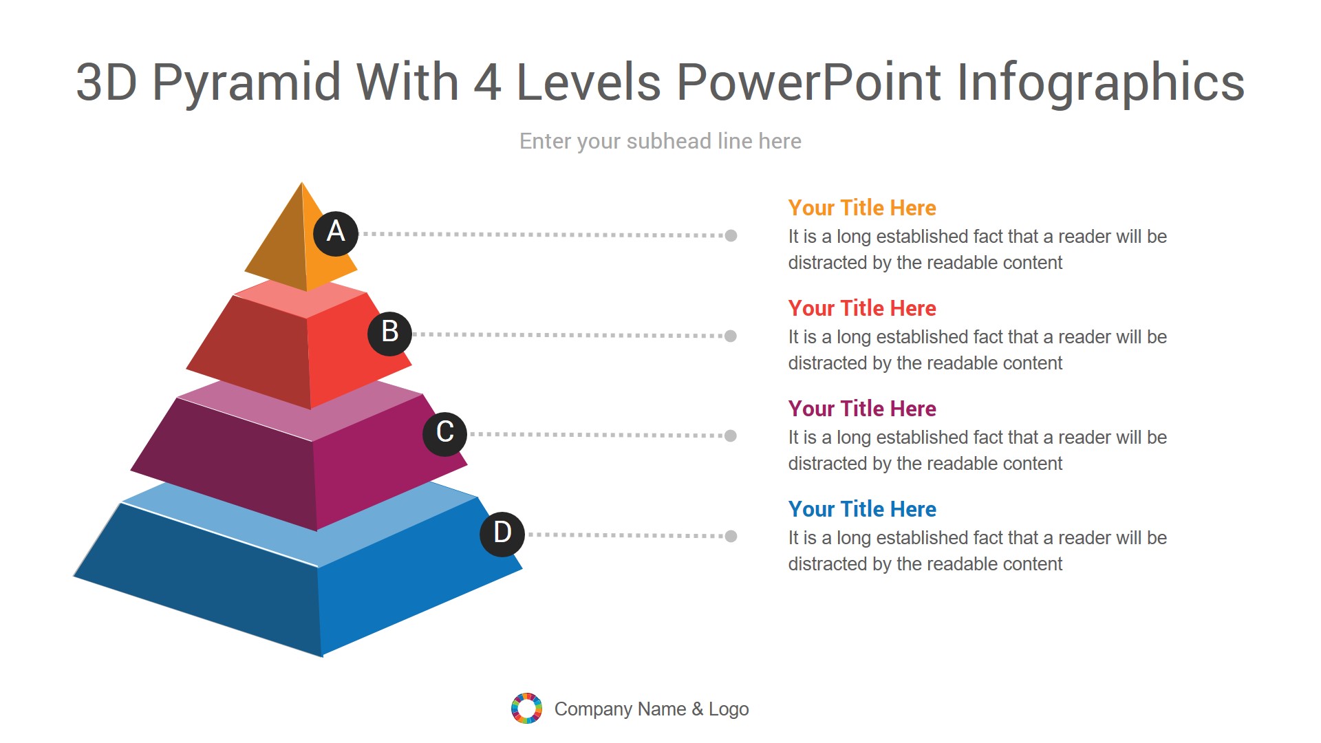 3d pyramid with 4 levels powerpoint infographics 