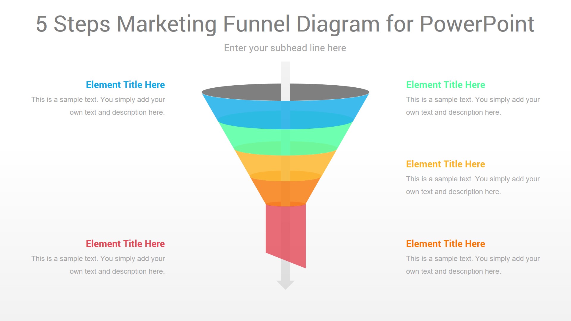 5 Steps Marketing Funnel PowerPoint Diagram