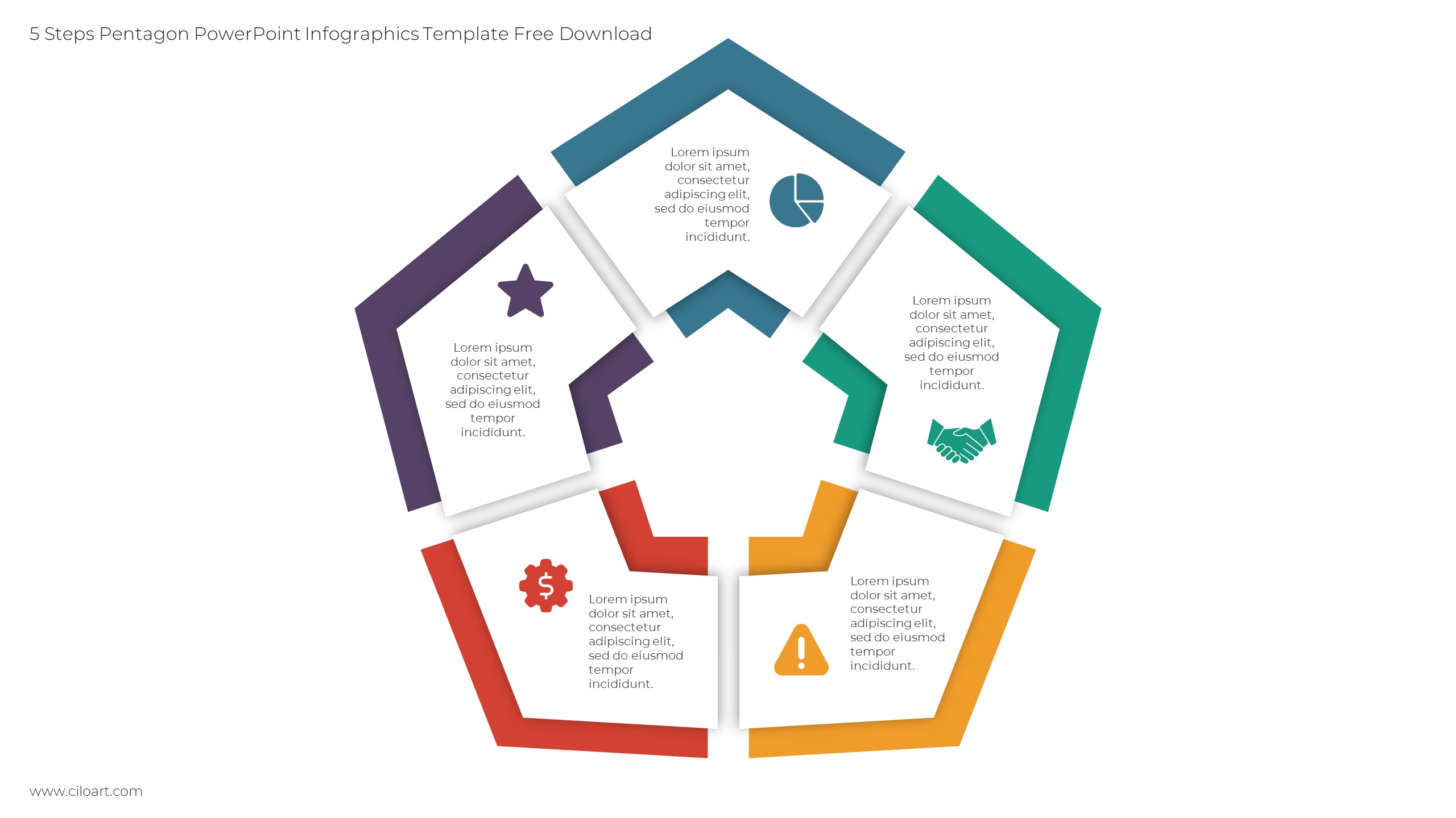 5 Steps Pentagon PowerPoint Infographics Template Free Download