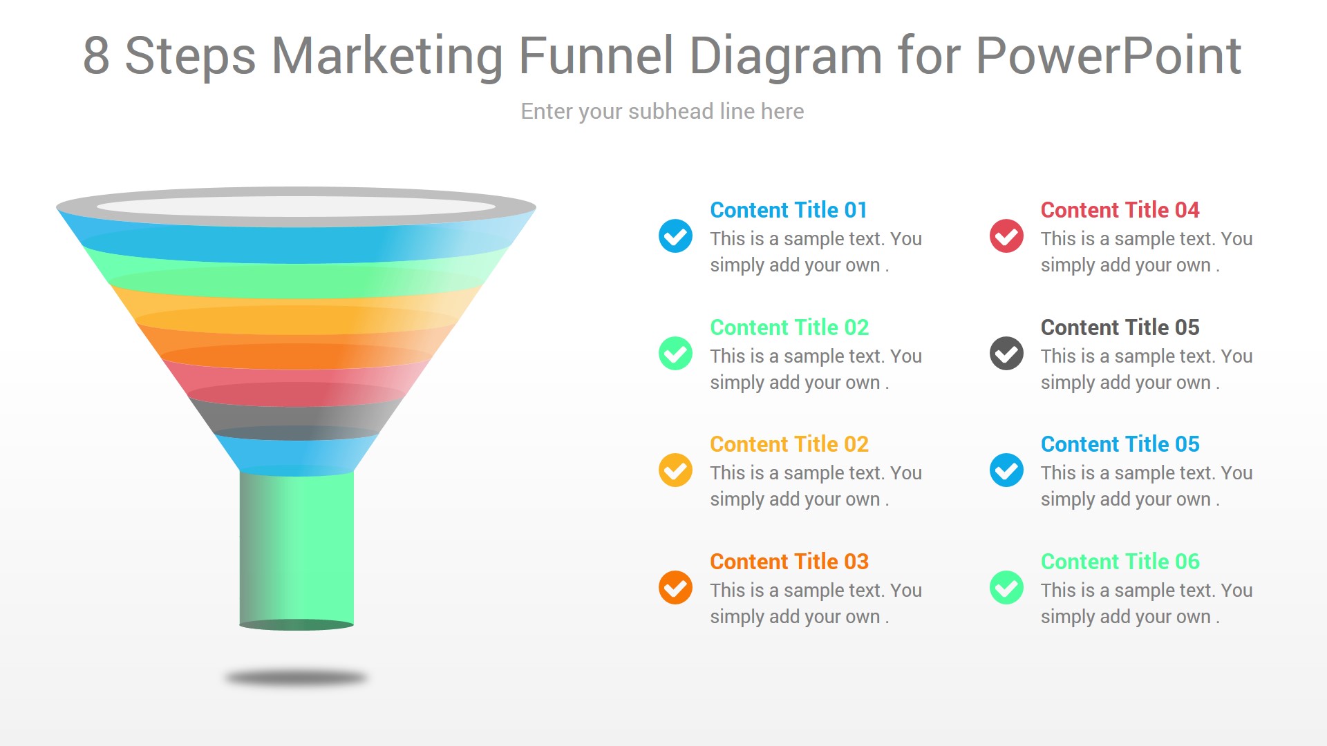 8 Steps Marketing Funnel PowerPoint Diagram