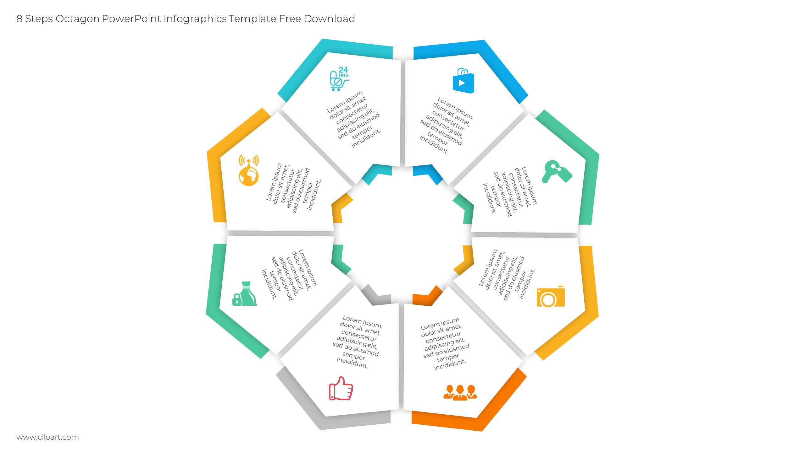 8 Steps Octagon PowerPoint Infographics Template Free Download
