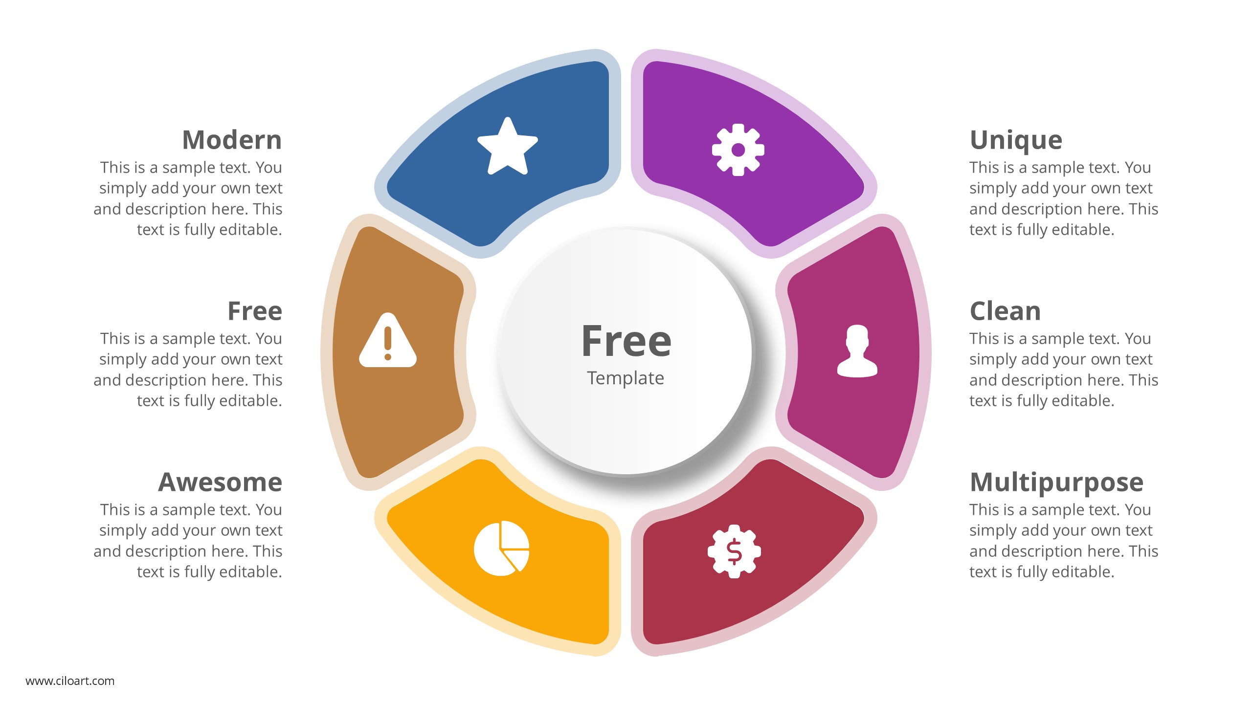 Free 6 Step Circle Diagram PowerPoint Templates Design