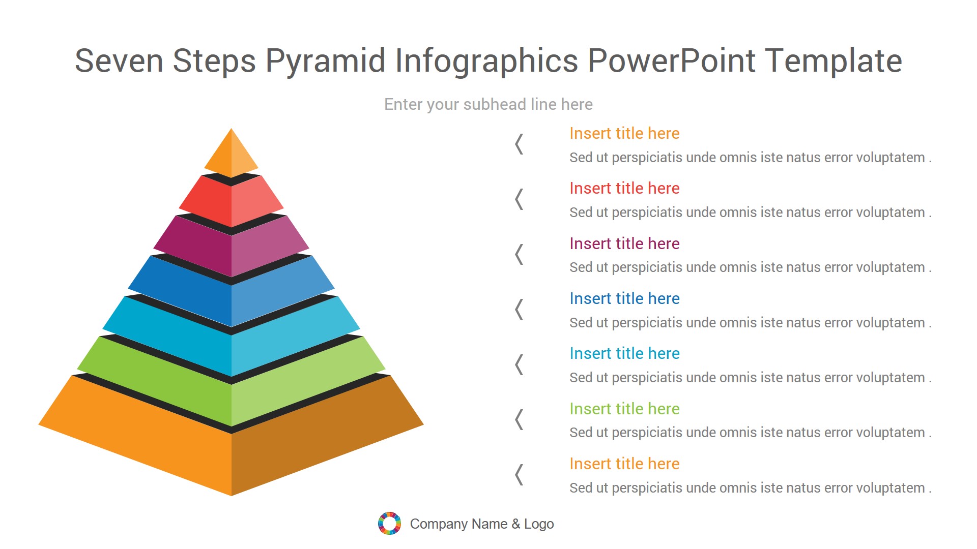 Seven Steps Pyramid Infographics PowerPoint Template