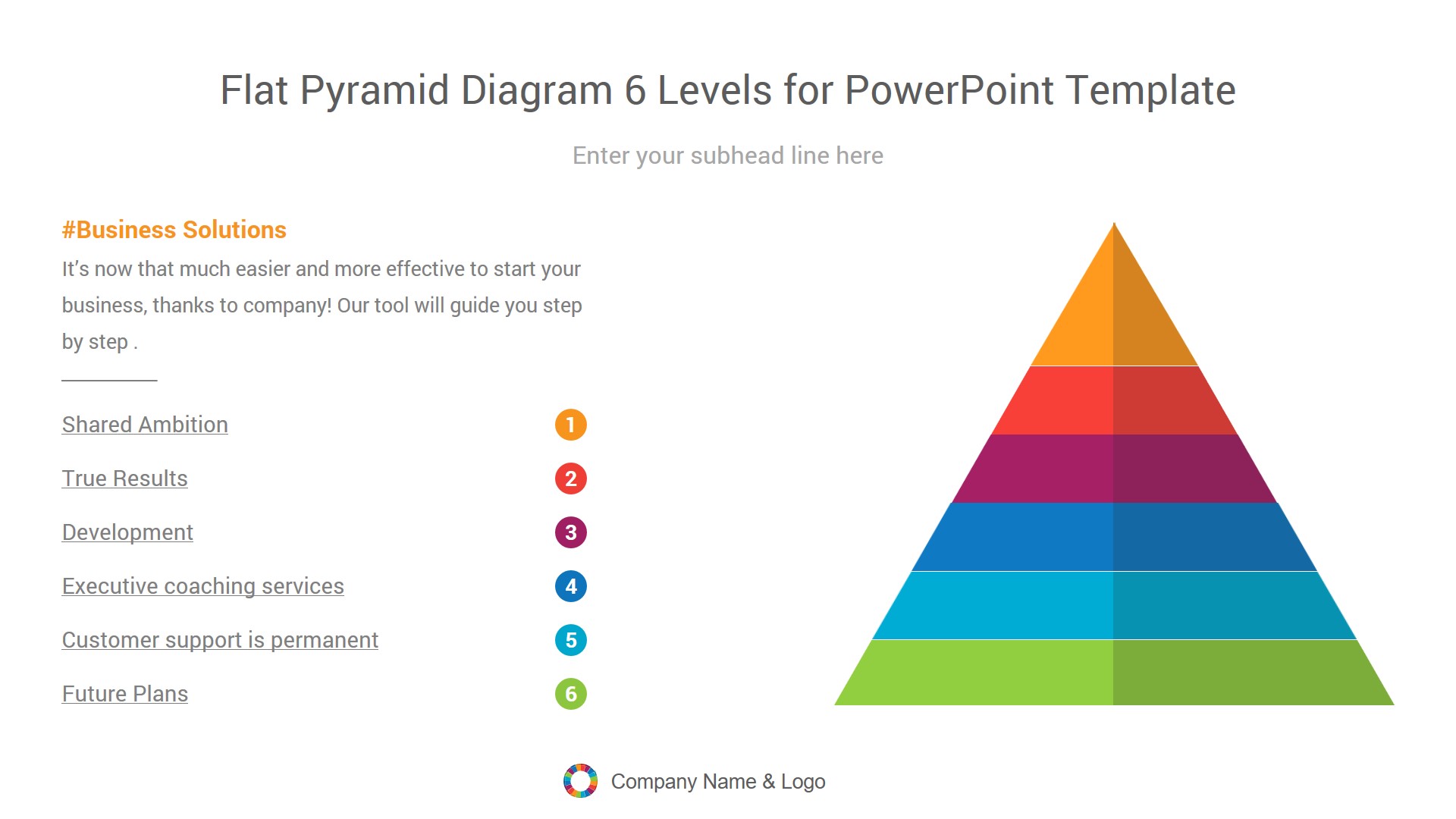 flat pyramid diagram six levels for powerpoint template CiloArt