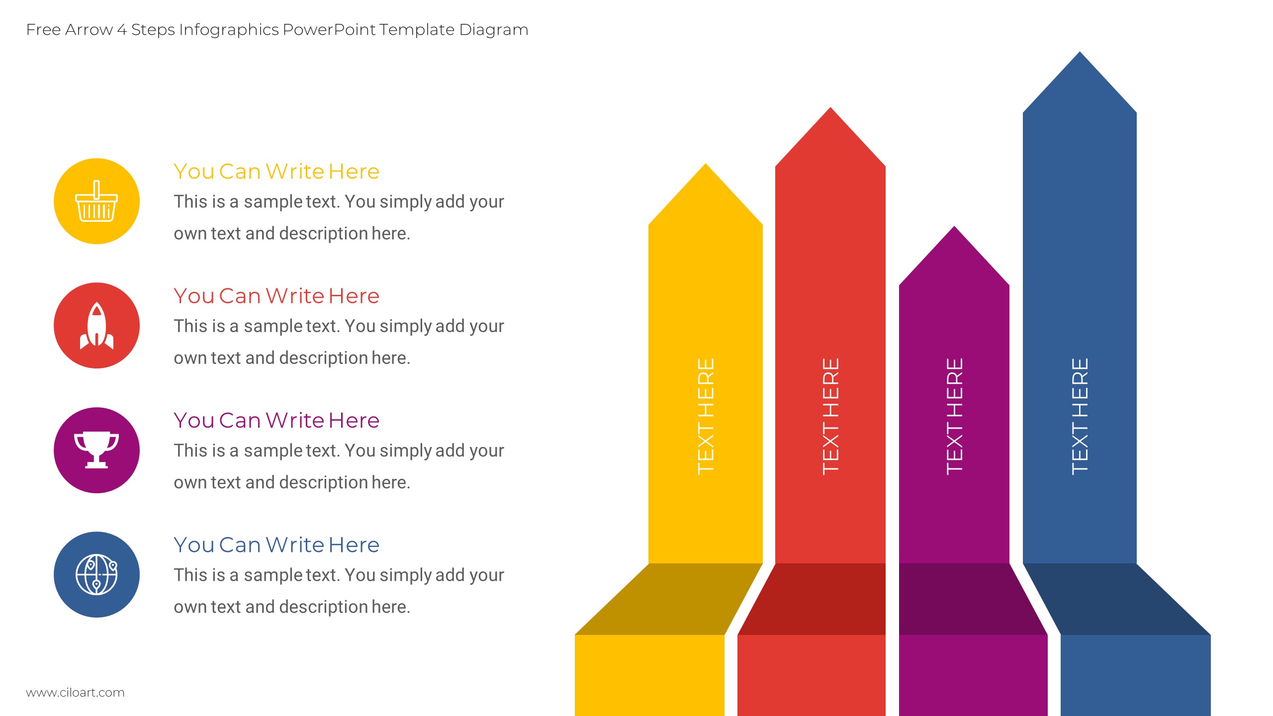 Free Arrow 4 Steps Infographics PowerPoint Template Diagram