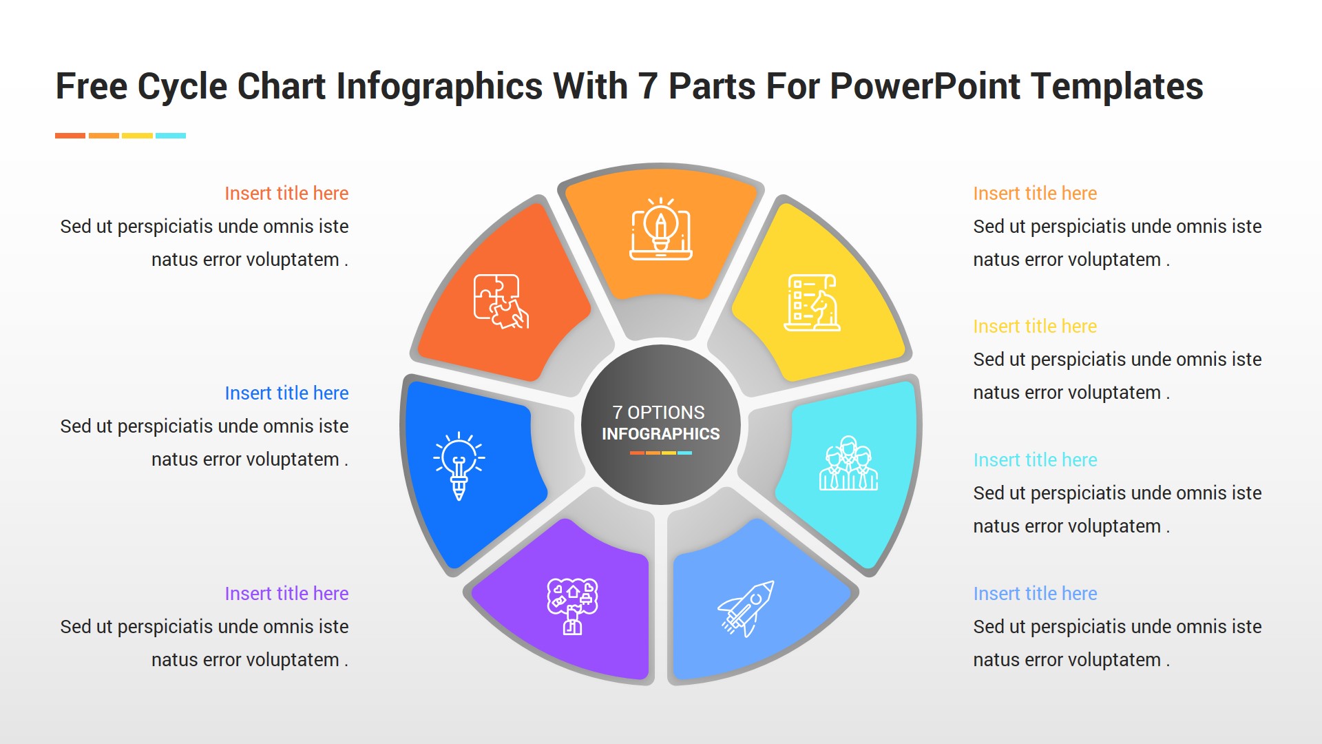 Free Cycle Chart Infographics With 7 Parts For PowerPoint Templates