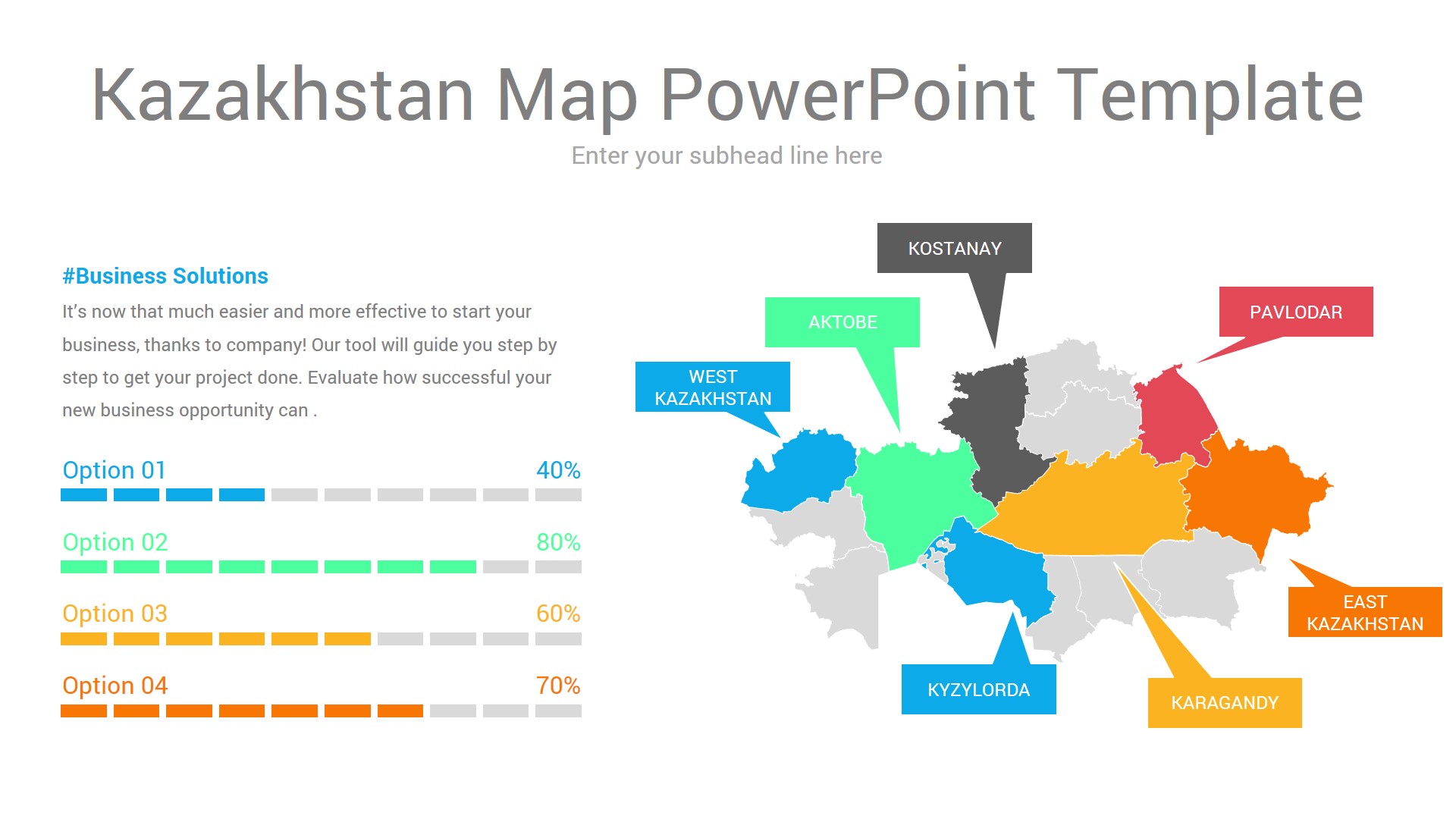 Kazakhstan map powerpoint template