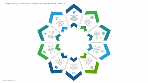 10 Steps Decagon PowerPoint Infographics Template Free Download