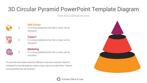 3d circular pyramid powerpoint template diagram