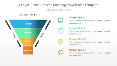 4 Level Funnel Process Mapping PowerPoint Template