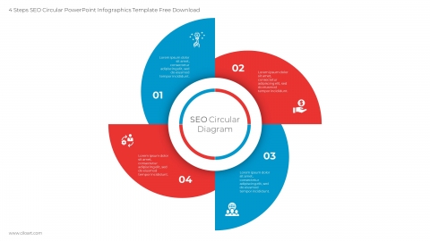 4 Steps SEO Circular PowerPoint Infographics Template Free Download