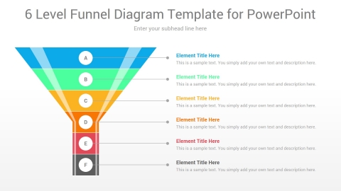 6 Level Funnel Diagram Template for PowerPoint