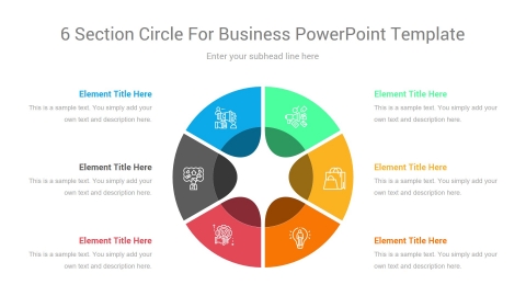 6 Section circle for business powerpoint template