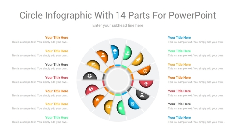 Circle Infographic 14 Parts For PowerPoint template