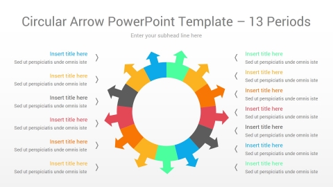 Circular Arrow PowerPoint Template 13 Periods