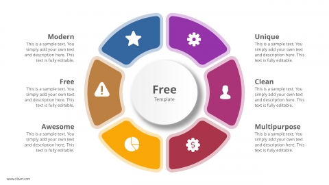 Free 6 Step Circle Diagram PowerPoint Templates Design