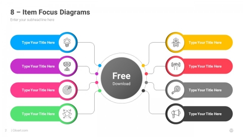 Free 8 Item Focus PowerPoint Diagram Template