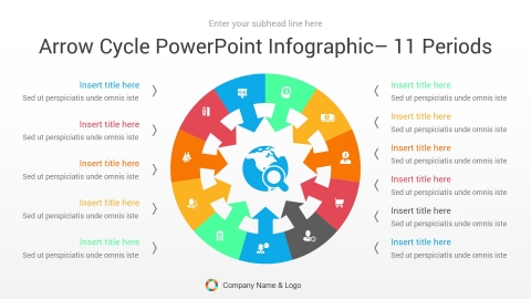 arrow cycle powerpoint infographic 11 periods