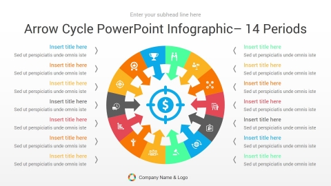 arrow cycle powerpoint infographic 14 periods