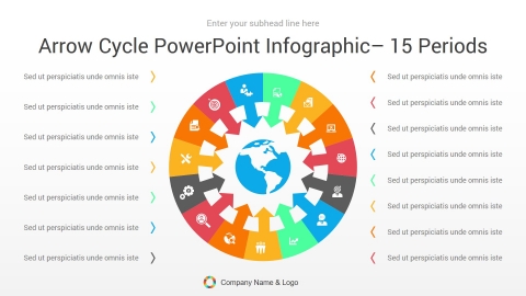 arrow cycle powerpoint infographic 15 periods