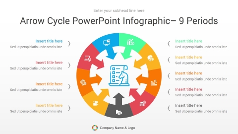 arrow cycle powerpoint infographic 9 periods