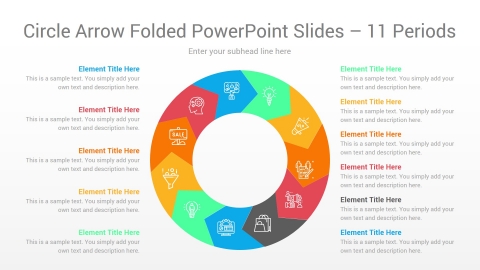 circle arrow folded powerpoint slides 11 periods