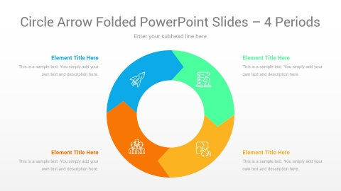 circle arrow folded powerpoint slides 4 periods