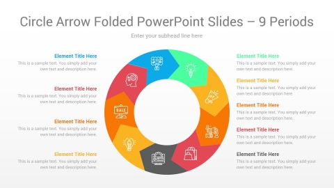 circle arrow folded powerpoint slides 9 periods