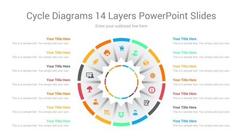 Cycle Diagrams 14 Layers PowerPoint Slides