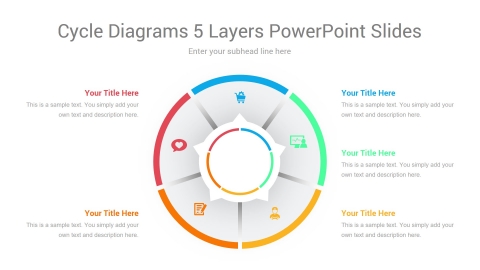 Cycle Diagrams 5 Layers PowerPoint Slides