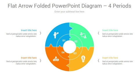flat arrow folded powerpoint diagram 4 periods